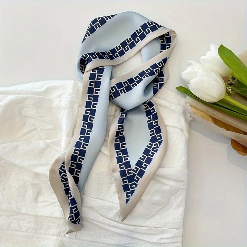 Silk-Feel Headband, Bag Scarf & Hair Ribbon – Multi-Use Blue Hair Scarf Headband Babs 4