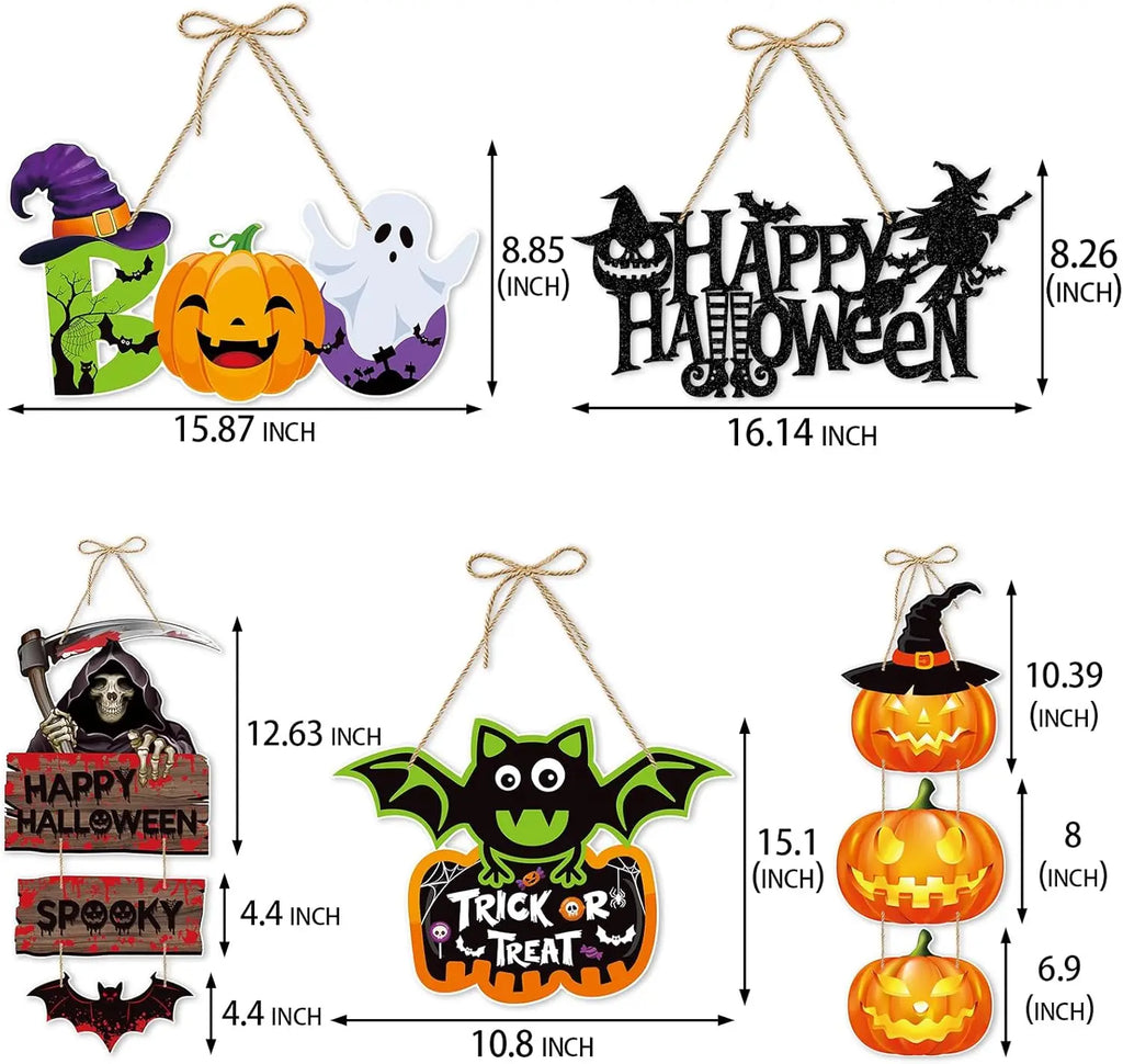 Halloween Pumpkin Door Hanger – Rustic Spooky Wall Plaque Halloween Door Hanger Babs