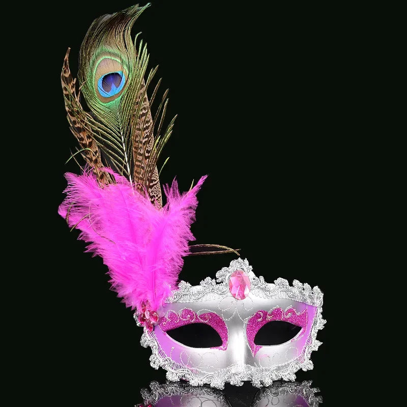 12pc Peacock Feather Lace Masquerade Masks – Venetian Party Set Masquerade Party Masks Babs