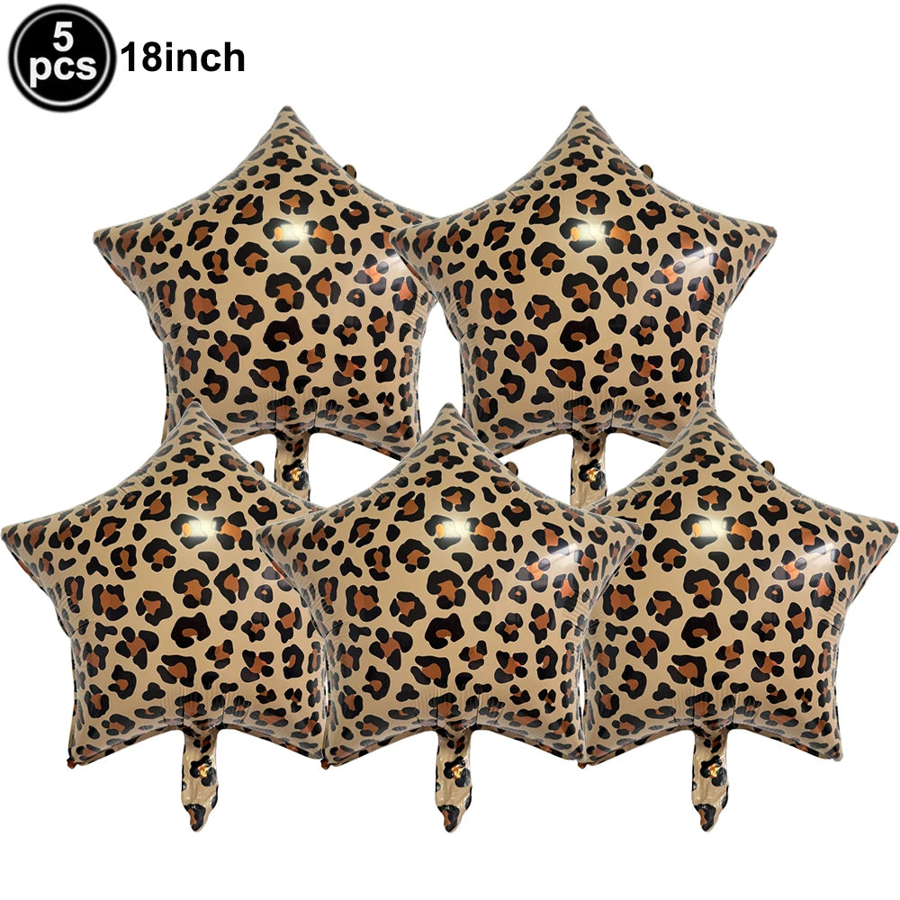 Leopard Print Party Supplies – Banner, Plates, Cups & Napkins Party Tableware Set Babs 5pc balloon 1