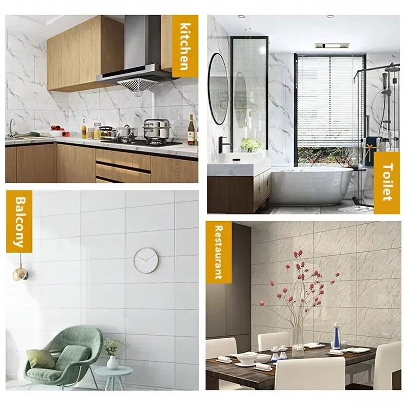 10pcs PVC Marble Tile Wall Stickers – Waterproof Self-Adhesive Decal Wall Tile Stickers Babs