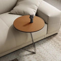 Round Minimalist Coffee Table – Stainless Steel & Leather Side Table Coffee Side Table Babs Orange