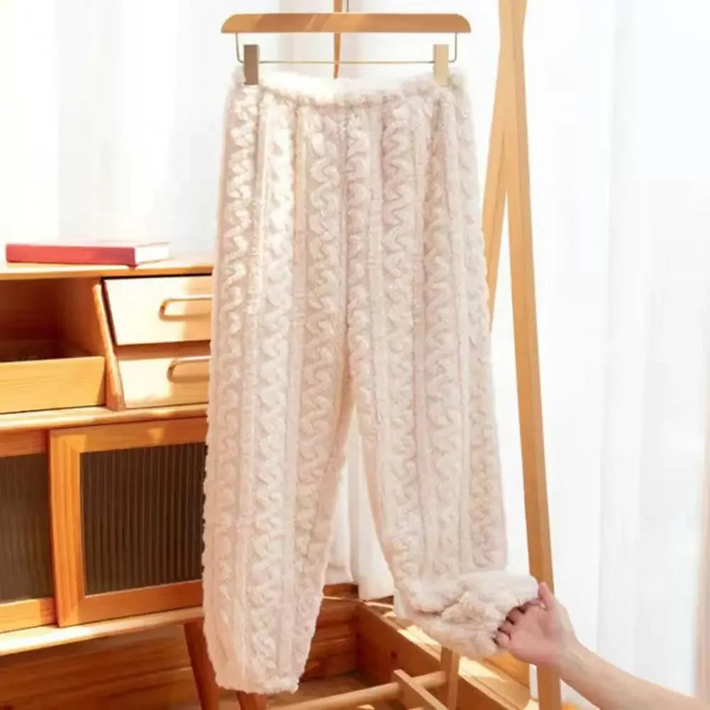 Women's Thermal Velvet Pajama Pants – Warm Winter Lounge Thermal Pajama Pants Babs White 40-70KG-2PCS