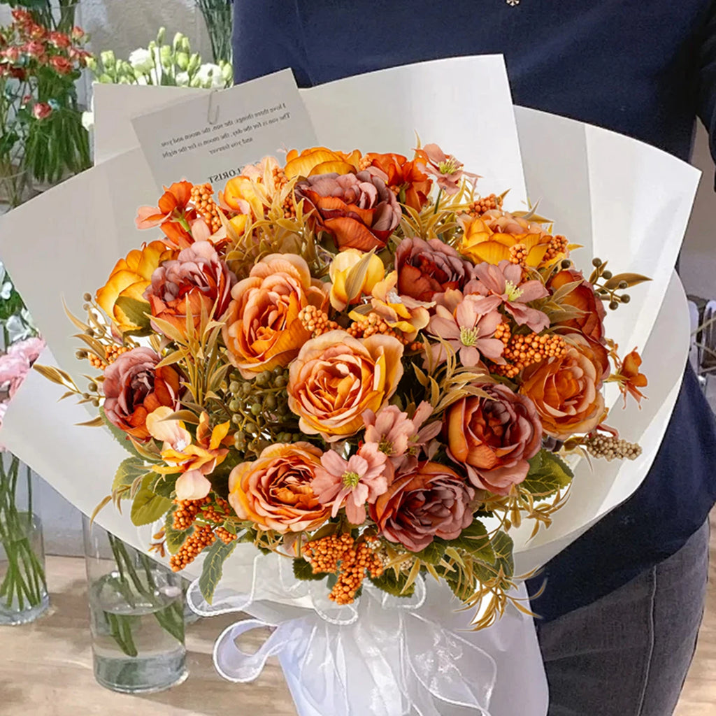 Artificial Silk Rose Peony Bouquet – Wedding & Home Décor Artificial Flower Bouquet Babs