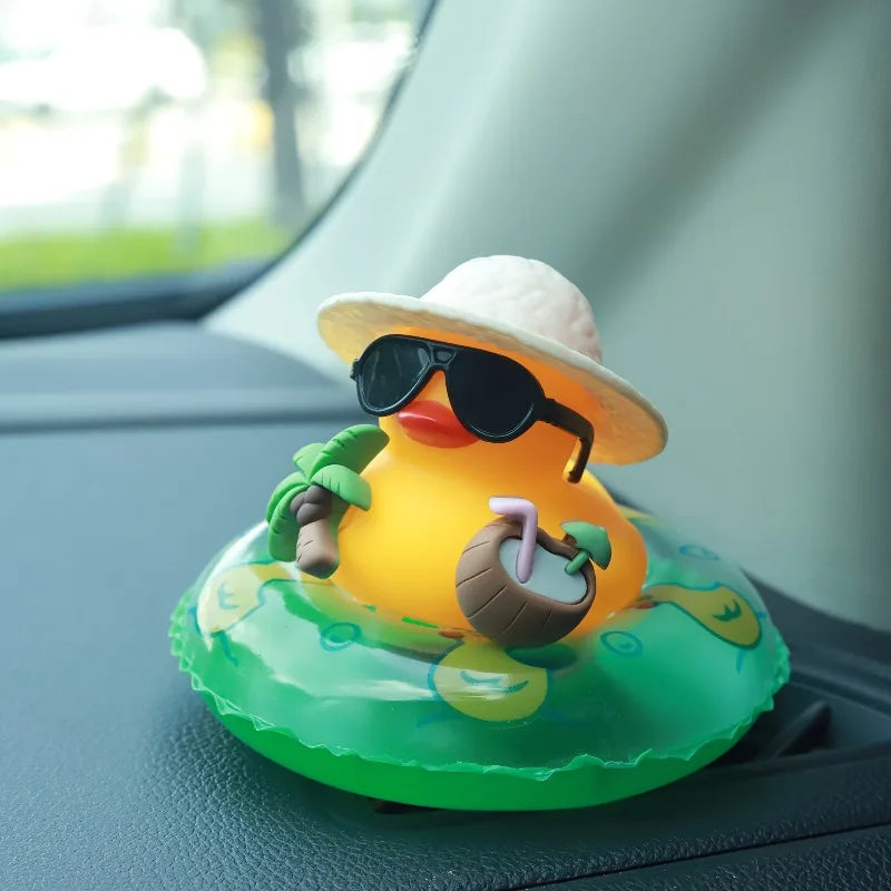 Tropical Rubber Duck Car Ornament – Beach Dashboard Decor Car Dashboard Ornament Babs