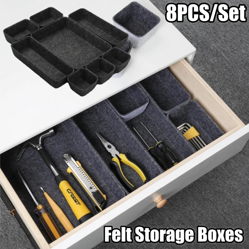 8-Piece Felt Drawer Organizer Set – Foldable Storage Bins Drawer Organizer Set Babs