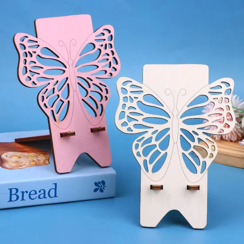 Wooden Butterfly Phone Stand | Cute Hollow Desktop Holder Phone Stand Babs