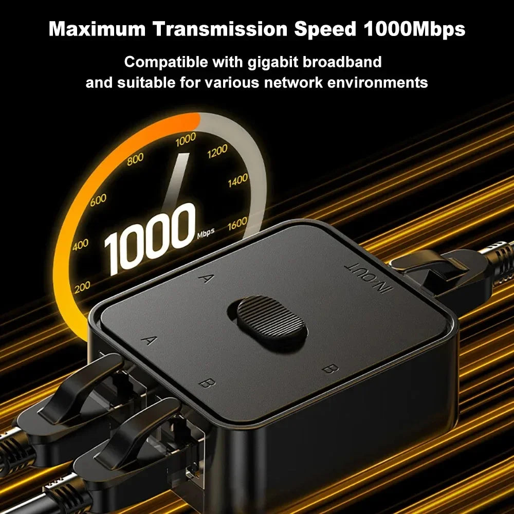 2-Port Gigabit RJ45 Network Switch 1000Mbps Plug & Play Network Switch Babs