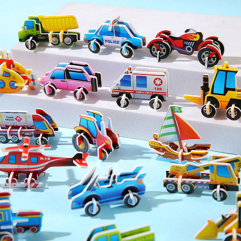 30Pcs 3D Vehicle Foam Puzzle Kids Party Favors Educational Toy Foam Jigsaw Puzzle Babs Mix