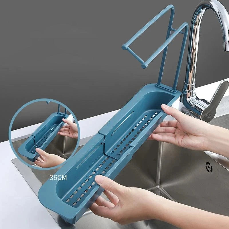 Telescopic Sink Shelf Organizer – Drainer Rack & Sponge Holder Sink Shelf Organizer Babs