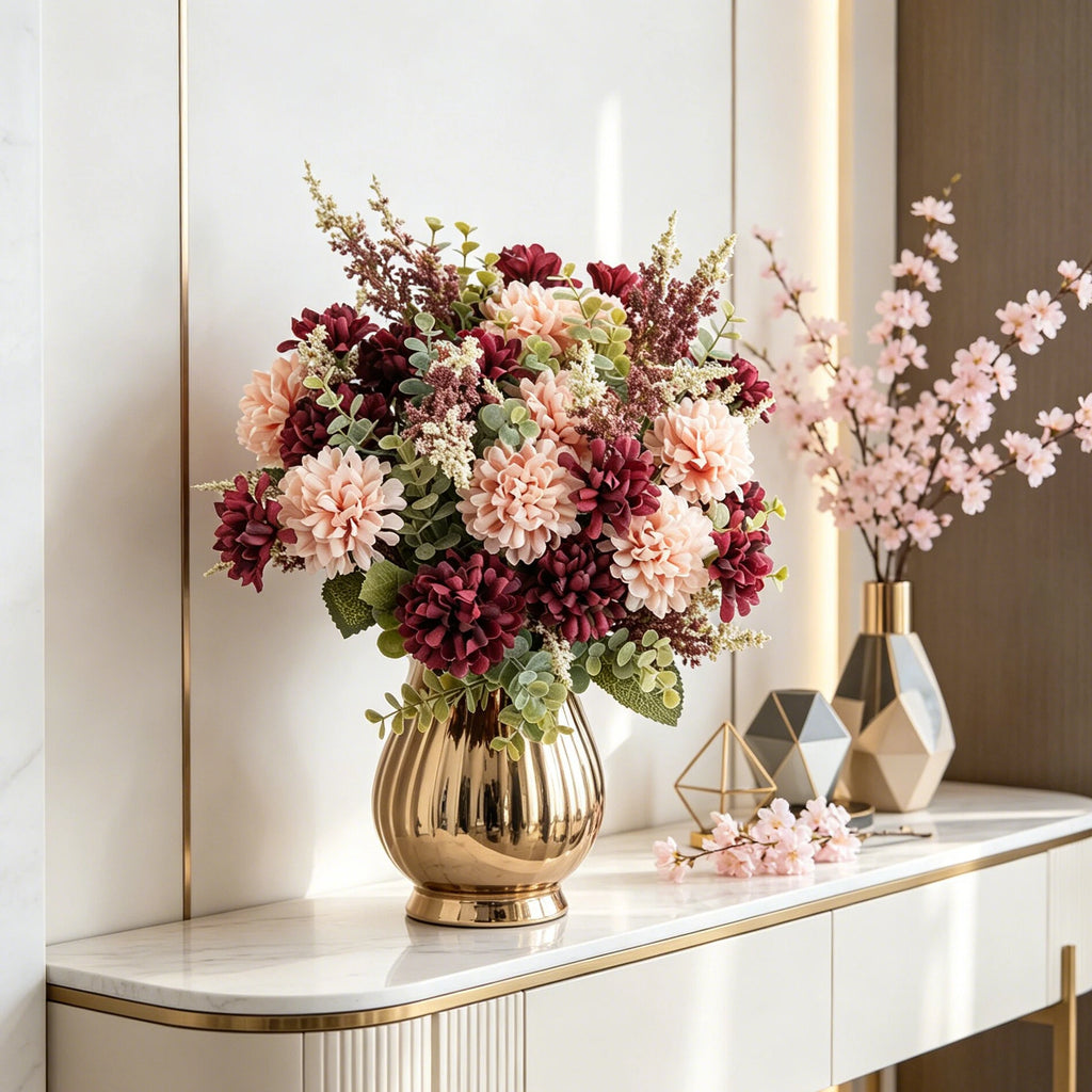 Silk Chrysanthemum Artificial Flowers – Wedding & Home Décor Artificial Flower Bouquet Babs