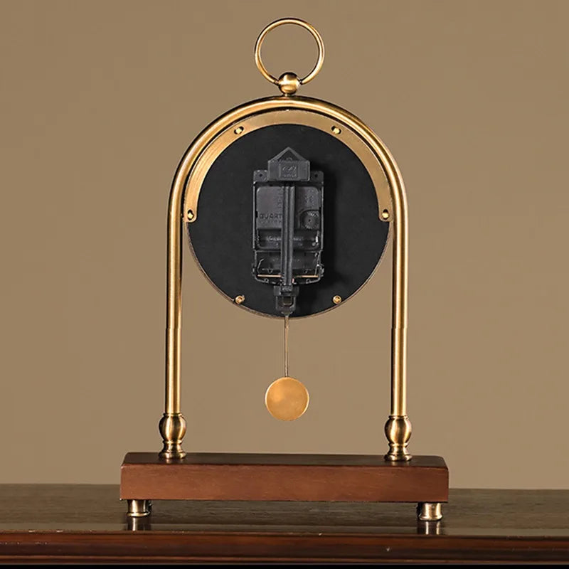 Shell Walnut Pendulum Table Clock – Antique Bronze Luxury Desk Clock Decorative Desk Clock Babs