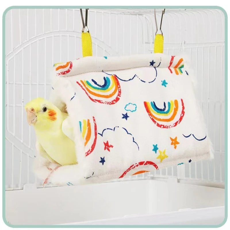 Parrot Cotton Nest – Warm Triangle Hanging Bird Hammock Bird Nest Hammock Babs