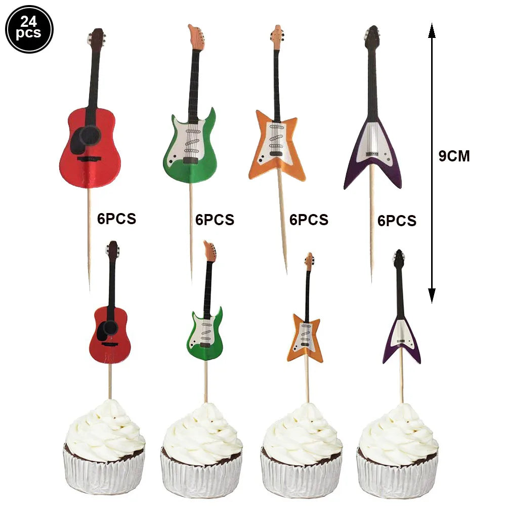Music Note Party Supplies – Tableware Kit & Foil Balloons Party Supplies Kit Babs cupcake topper