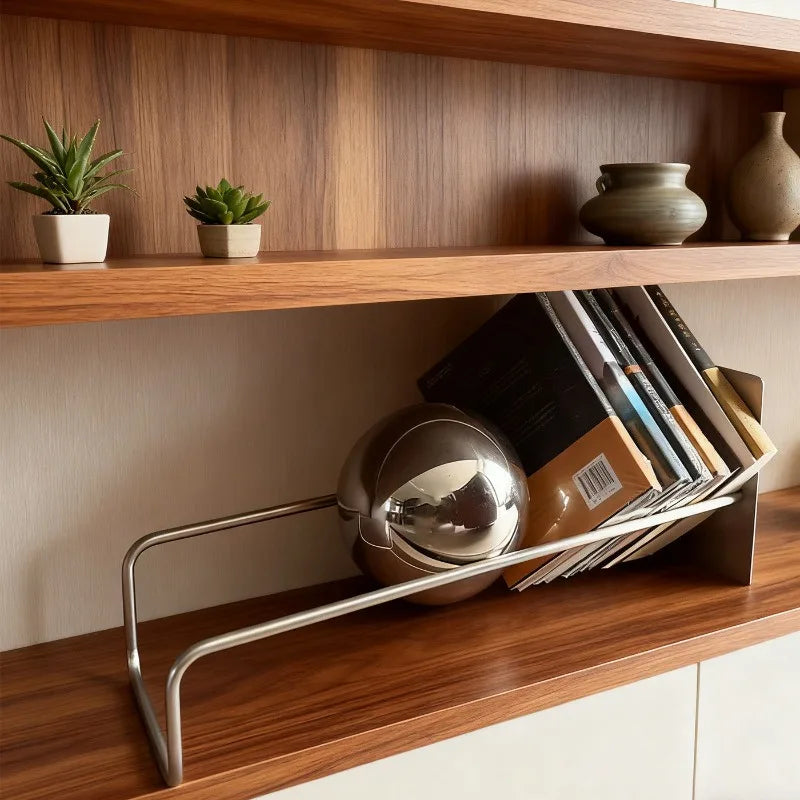 Gravity Ball Stainless Steel Book Stand | Modern Desk Bookshelf Desk Bookshelf Stand Babs Sliver Ball