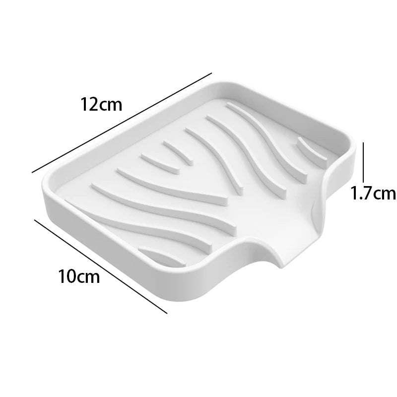 Silicone Soap Dish with Drain Rack – Anti-Slip Bathroom Tray Silicone Soap Dish Babs White S