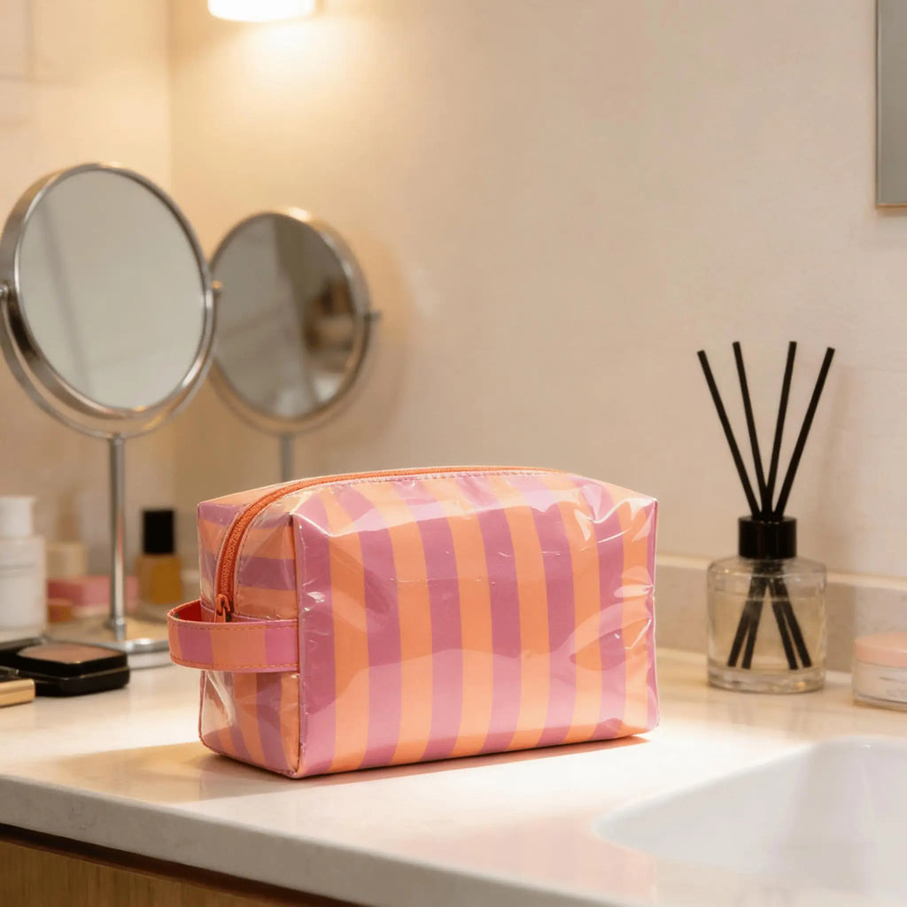 Striped Women's Travel Toiletry & Makeup Organizer Bag Travel Cosmetic Bag Babs