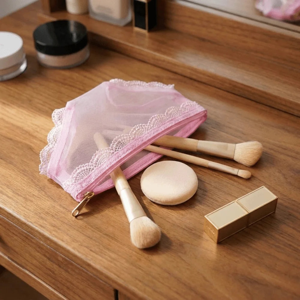 Korean Style Briefs Shape Cosmetic Bag – Lace Trim Makeup Pouch Cosmetic Makeup Bag Babs