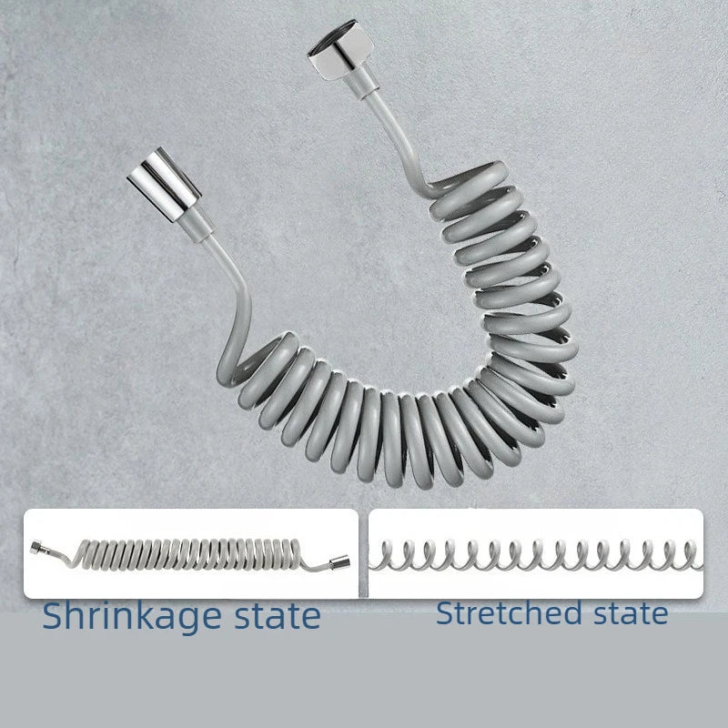 Retractable Coiled Spring Shower & Bidet Sprayer Hose 2M-5M Shower Plumbing Hose Babs grey 2m