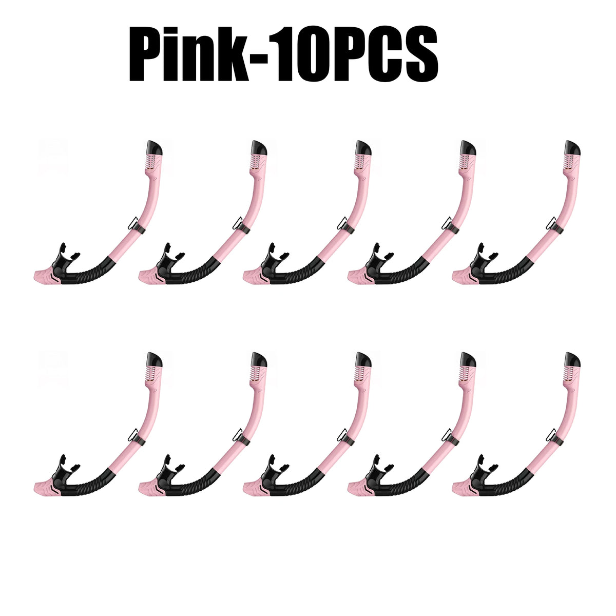 Full Dry Snorkel for Adults – Silicone Mouthpiece & Clip Dry Snorkel Babs Pink 10PCS