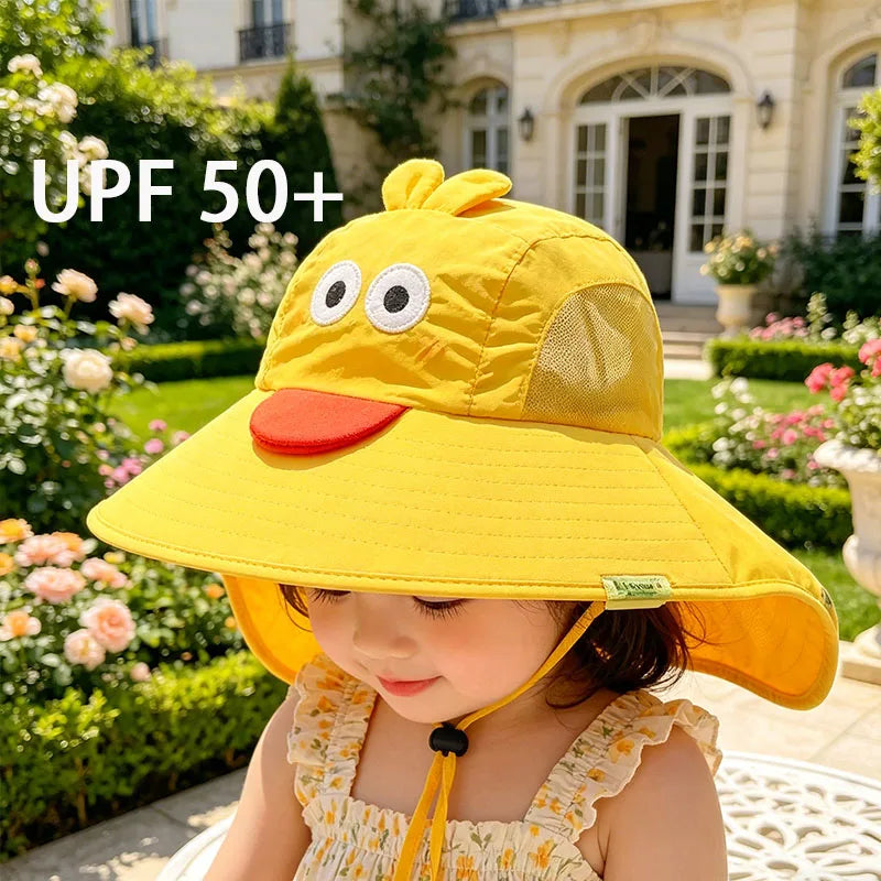 Kids UPF 50+ Sun Hat Wide Brim & Neck Flap – Beach Cap Kids Sun Hat Babs