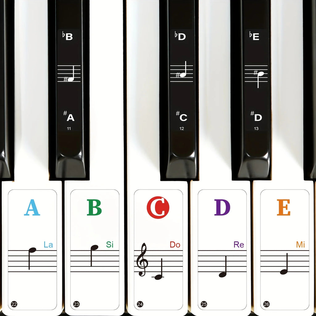 Piano Keyboard Stickers 88/61/54/49 Keys – 2 Sets Color Labels Piano Keyboard Stickers Babs