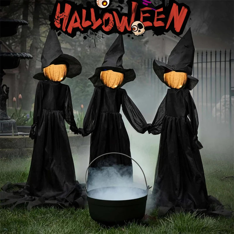 Glowing Halloween Witch Ornament | Sound-Activated LED Lights Halloween Outdoor Ornament Babs