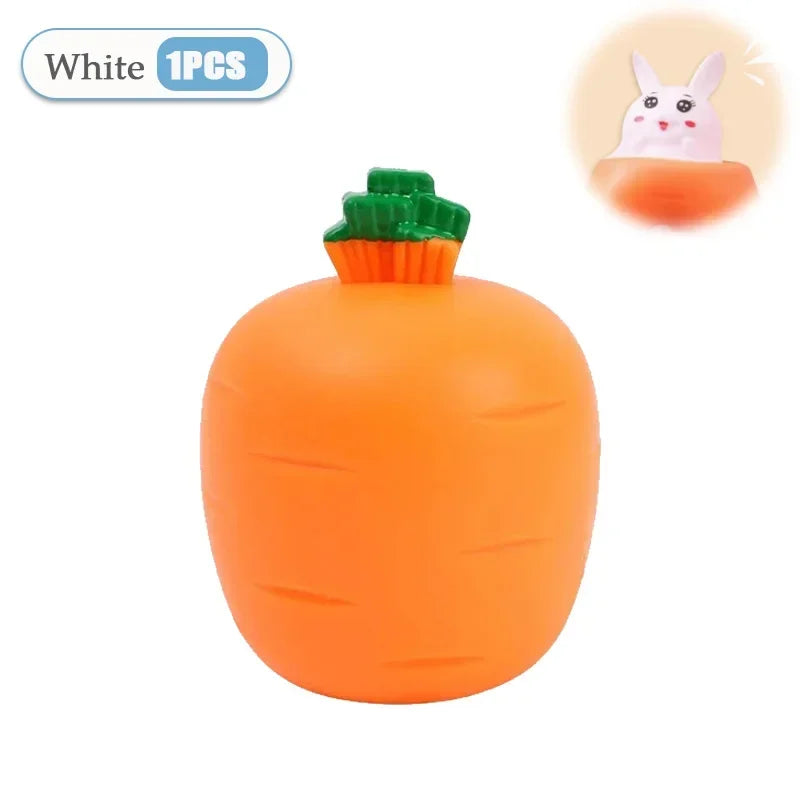 Squishy Carrot Rabbit Squeeze Telescopic Toy – Fun Kids Gift Novelty Squeeze Toy Babs White-1PC