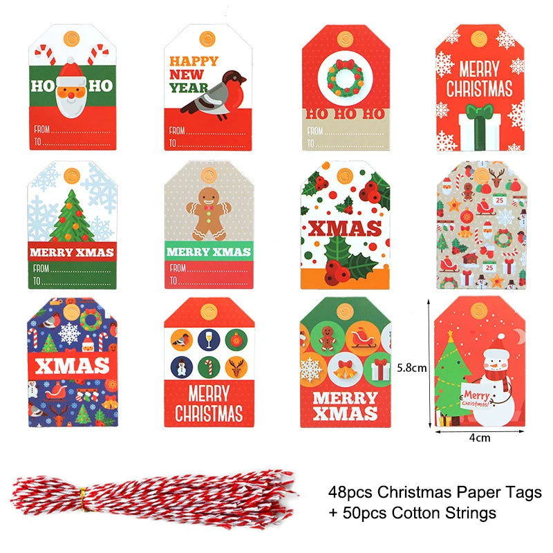 48/50Pcs Christmas Kraft Paper Gift Hang Tags – Santa Decor Holiday Gift Tags Babs 48pcs-set5