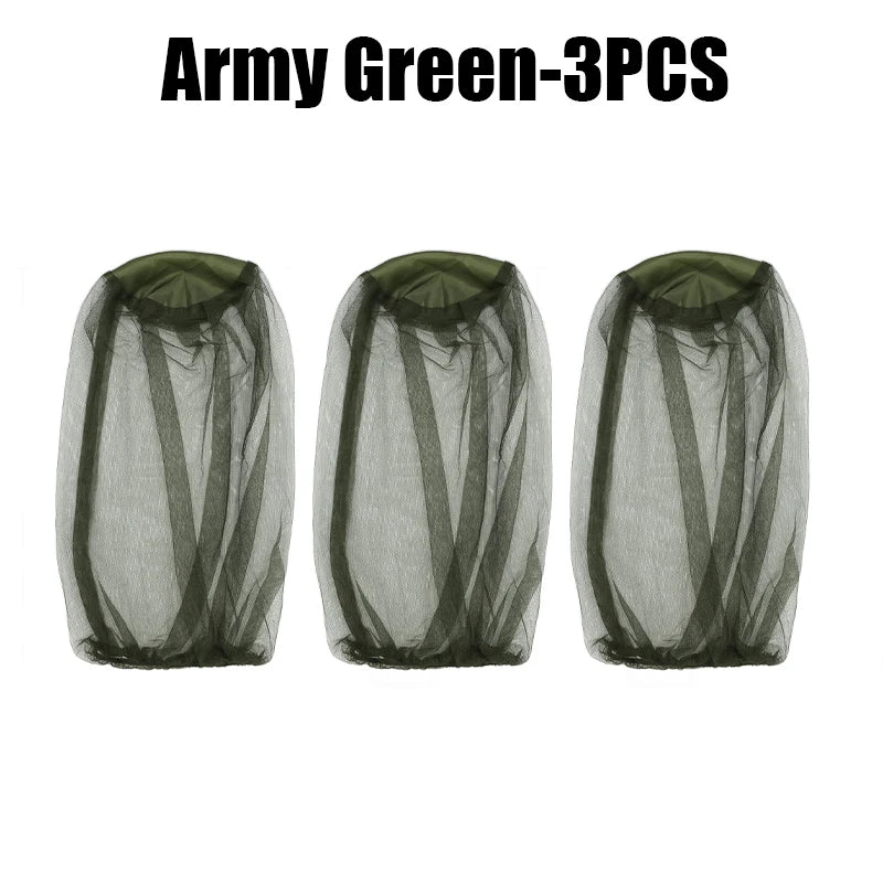 Breathable Mesh Mosquito Head Net Hat – Camping & Fishing Mosquito Head Net Babs Green 3PCS