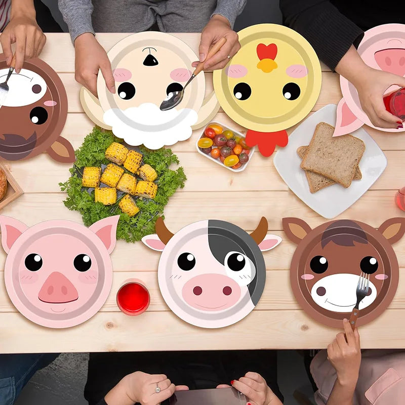 10pcs Farm Animal Shaped Disposable Paper Plates Kids Party Disposable Party Plates Babs