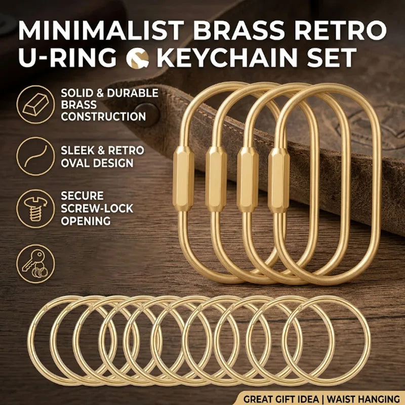 Minimalist Metal Key Ring – Vintage Drop U-Ring Brass Keychain Metal Keychain Babs