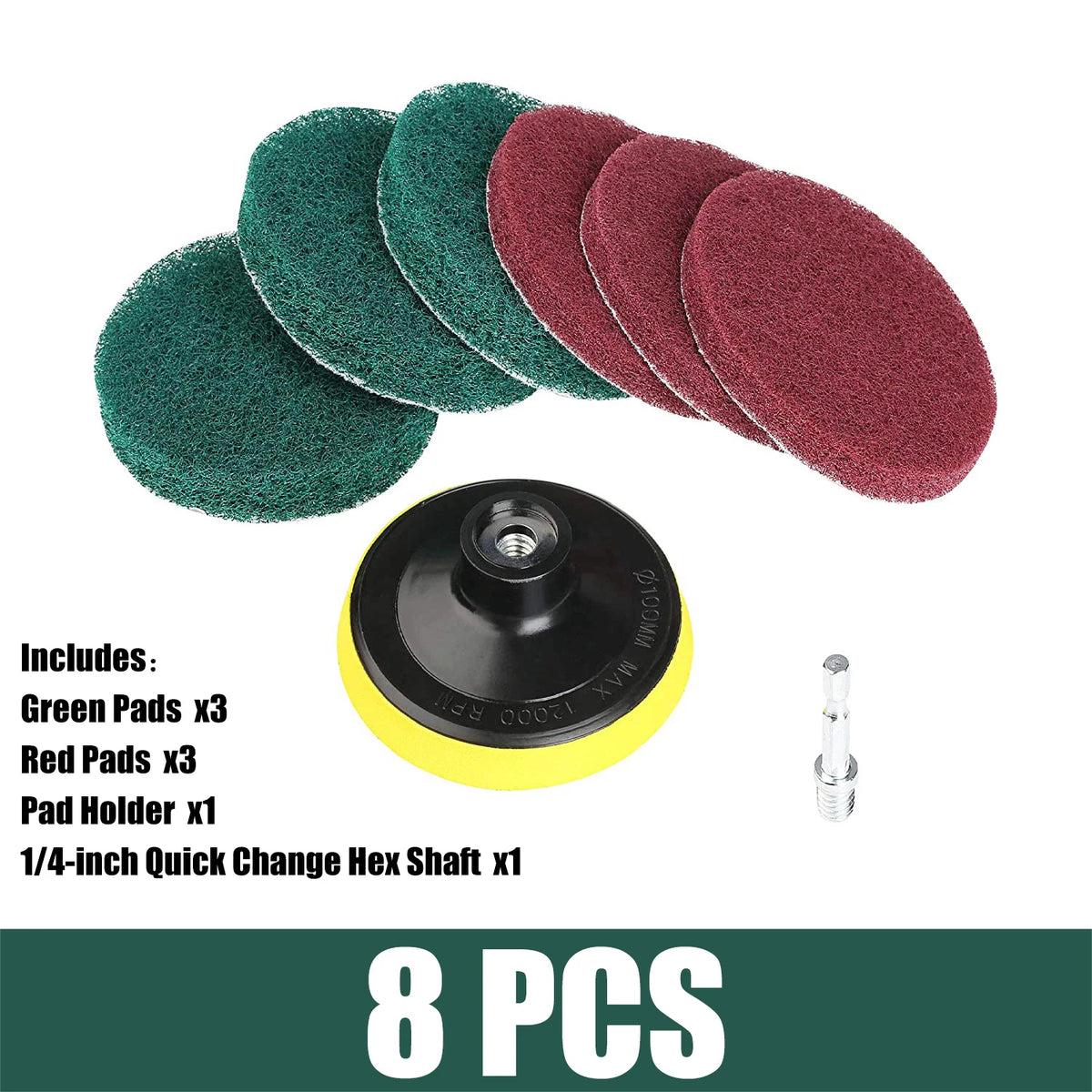 4-Inch Drill Power Brush Tile Scrubber Scouring Pads Kit Drill Scrubber Kit Babs 8PCS 4 Inch