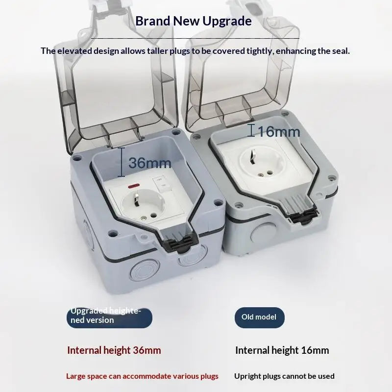 HUXUAN IP66 Waterproof Outdoor Schuko Wall Socket with Switch Waterproof Wall Socket Babs