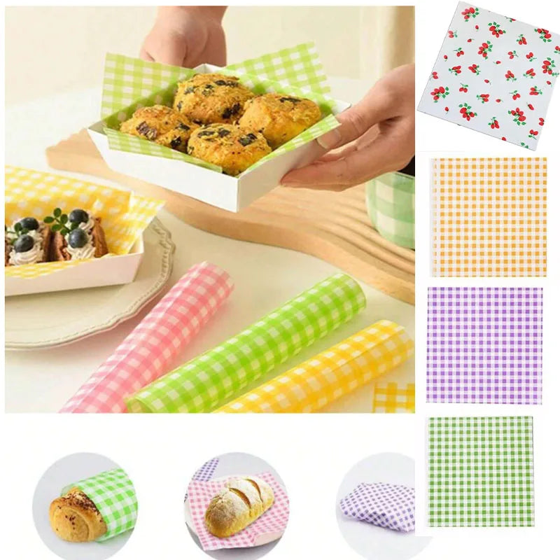 Gingham Wax Paper Sheets – Greaseproof Food Wrapping & Liners Food Wrapping Paper Babs