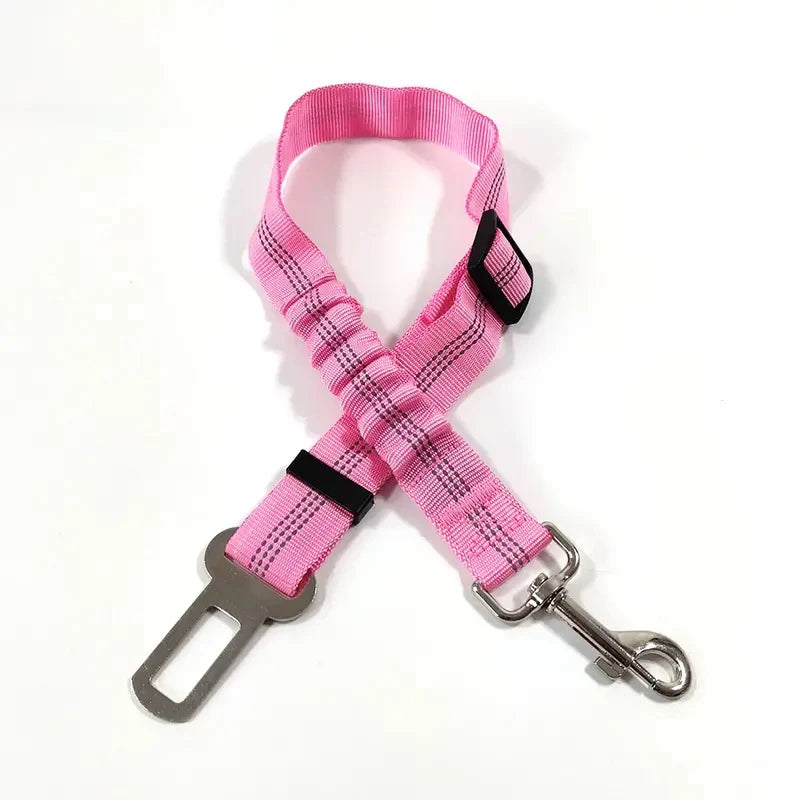 Reflective Dog Seat Belt – Adjustable Nylon Bungee Car Harness Dog Car Harness Babs pink