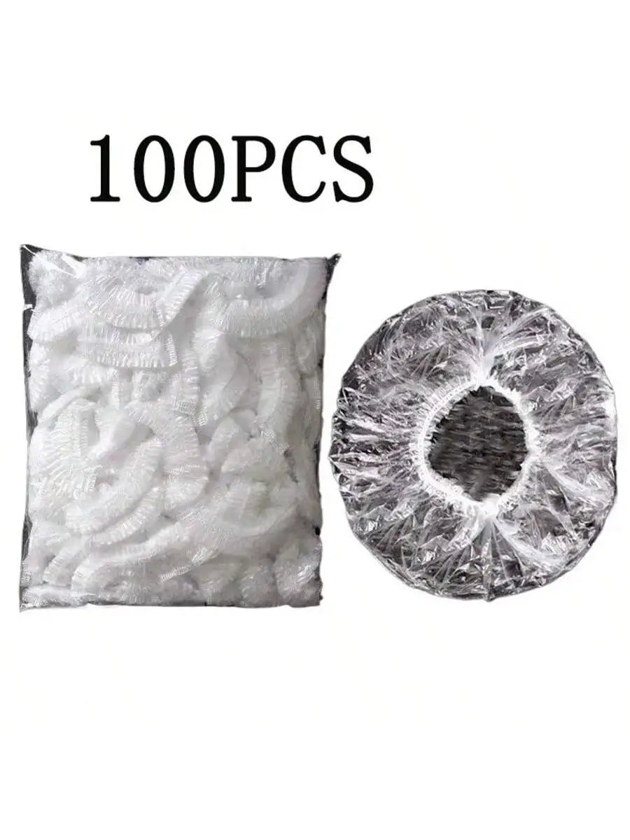 100-Pack Disposable Transparent Elastic Shower Caps – Spa & Salon Disposable Shower Caps Babs 100PCS transparent