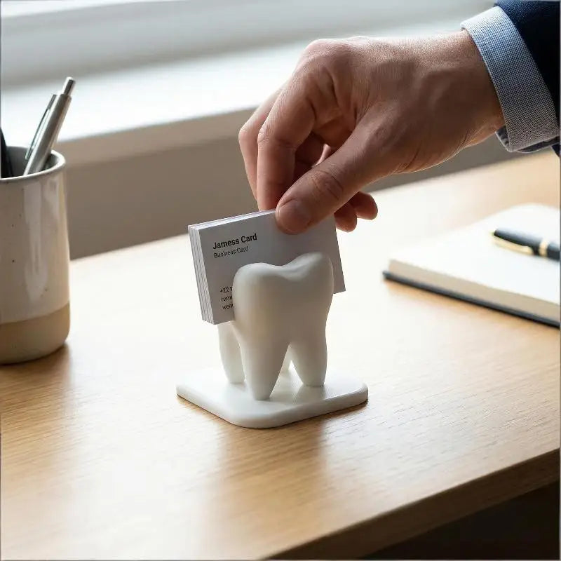 Tooth-Shaped Business Card Holder – Dental Desk Organizer Business Card Holder Babs