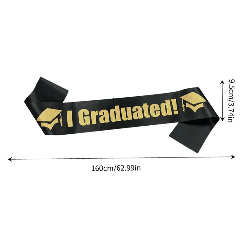 2025 Graduation Cap & Satin Sash Set with Tassel | Party Props Graduation Cap Set Babs 1Pc Satin Sash