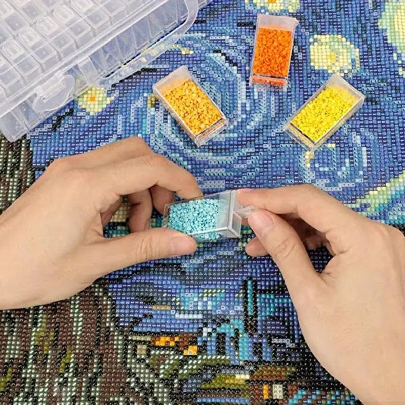 64-Grid Transparent Plastic Storage Box – Diamond Painting Beads Craft Storage Box Babs