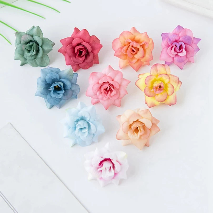 20pcs Silk Multicolor Rose Heads – Artificial Flowers for Decor Artificial Silk Flowers Babs