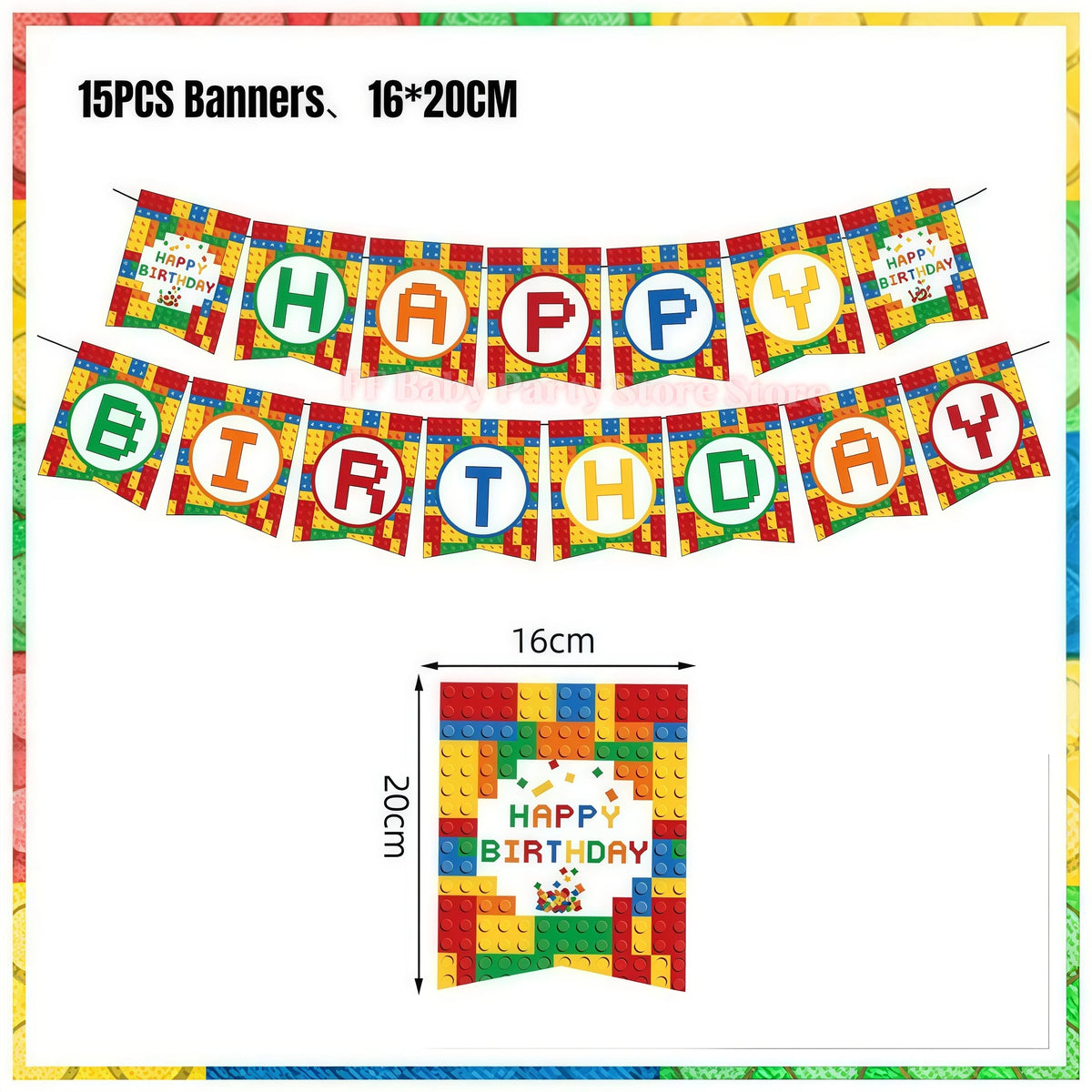 Building Blocks Birthday Party Kit – Plates, Cups, Balloons