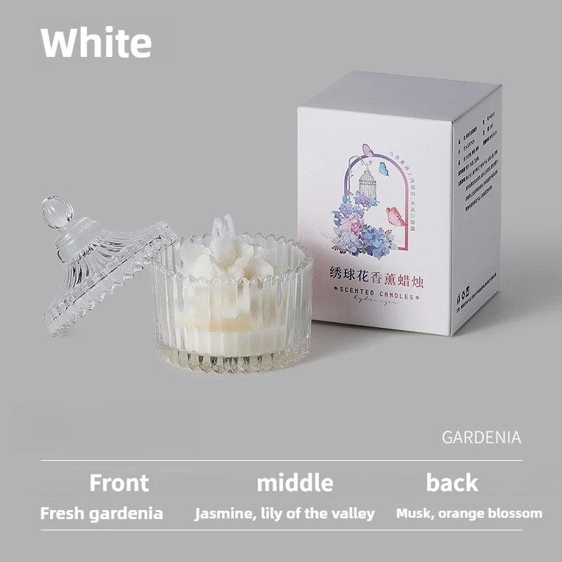 Hydrangea Soy Wax Scented Candle in Glass Jar | Home Gift Scented Candle Babs Gardenia