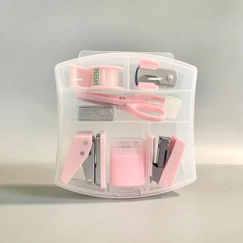 8-Piece Mini Stationery Gift Set – Stapler, Puncher & More Stationery Gift Set Babs Pink