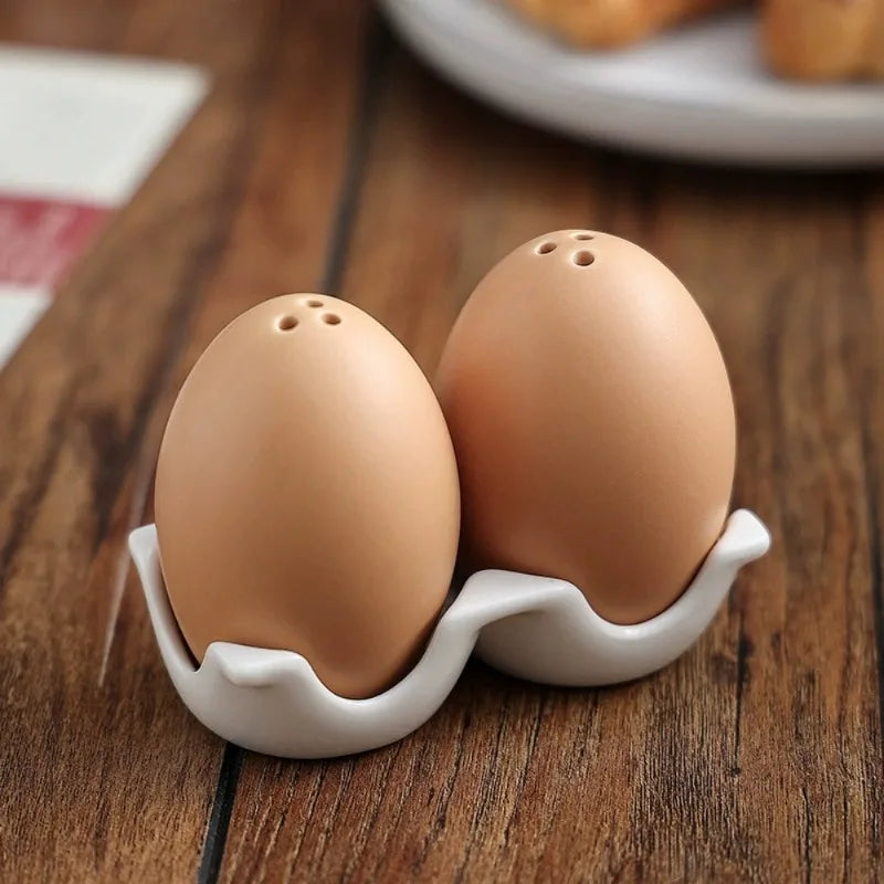 Ceramic Egg Salt & Pepper Shaker Set – 2Pcs Porcelain Cruet Salt & Pepper Shakers Babs 2Pcs