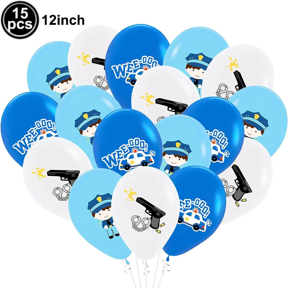 Police Theme Kids Party Supplies – Plates, Cups & Balloons Set Party Supply Set Babs Fluorescence Yellow As pictures show