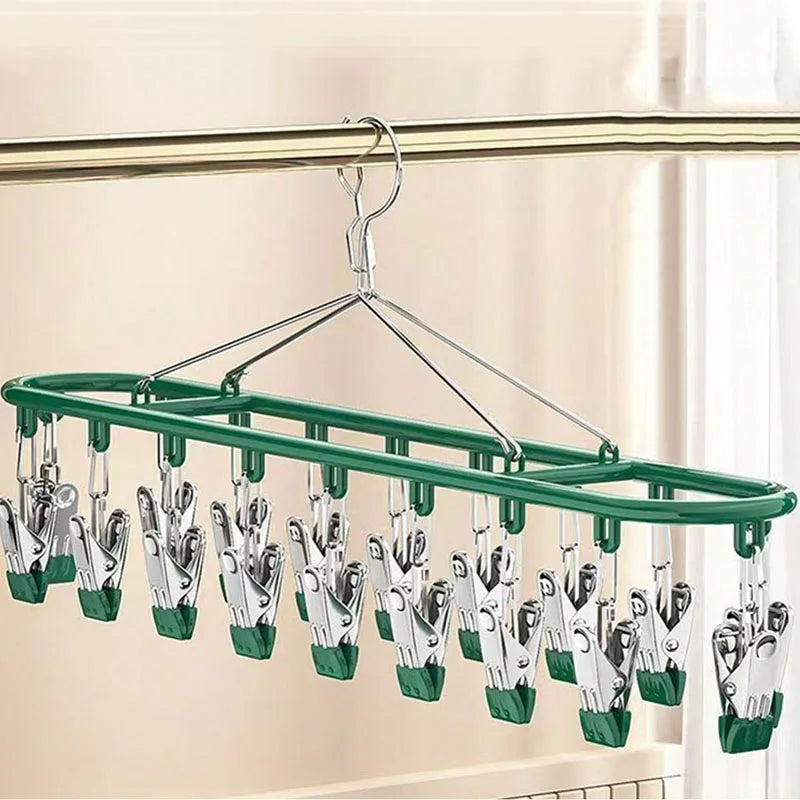 Stainless Steel Clothes Drying Rack with Windproof Hooks Laundry Drying Rack Babs Dark Green