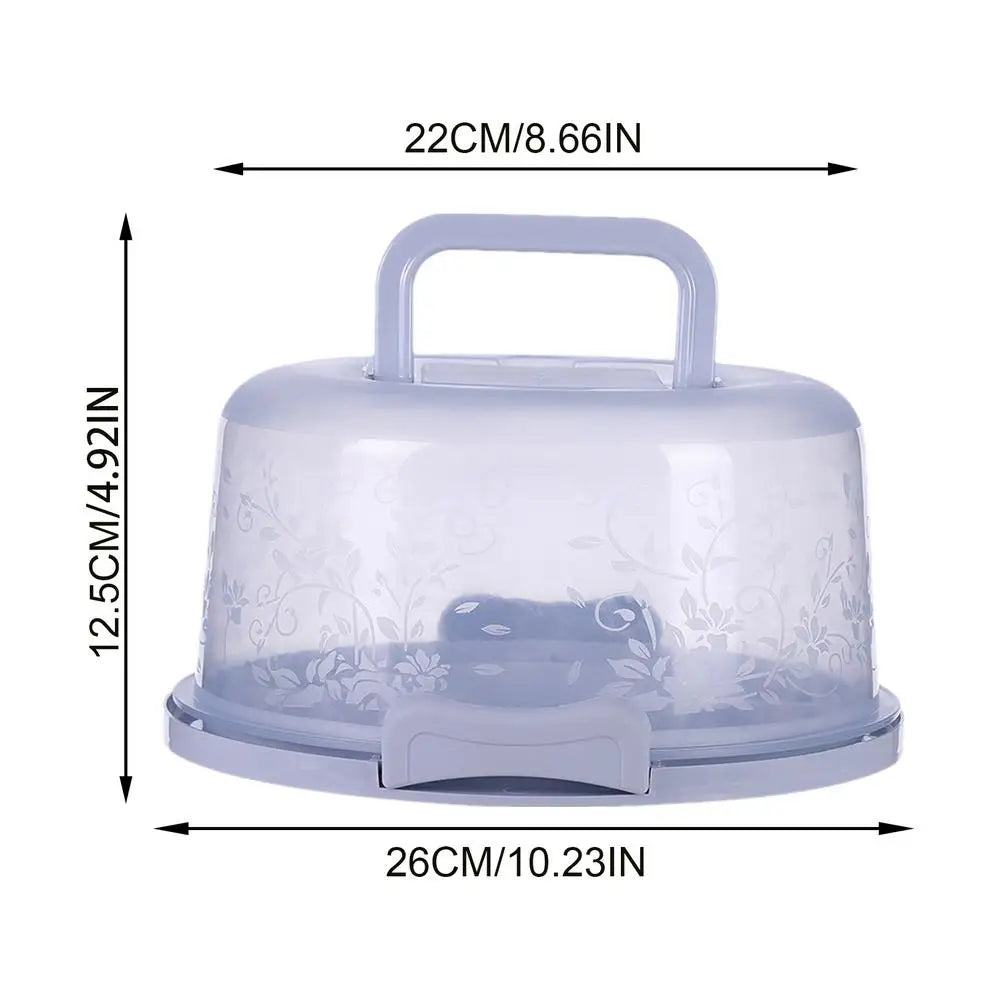 Portable Round Cake Carrier Box with Lid & Handle | Food Safe PP Cake Carrier Box Babs Blue