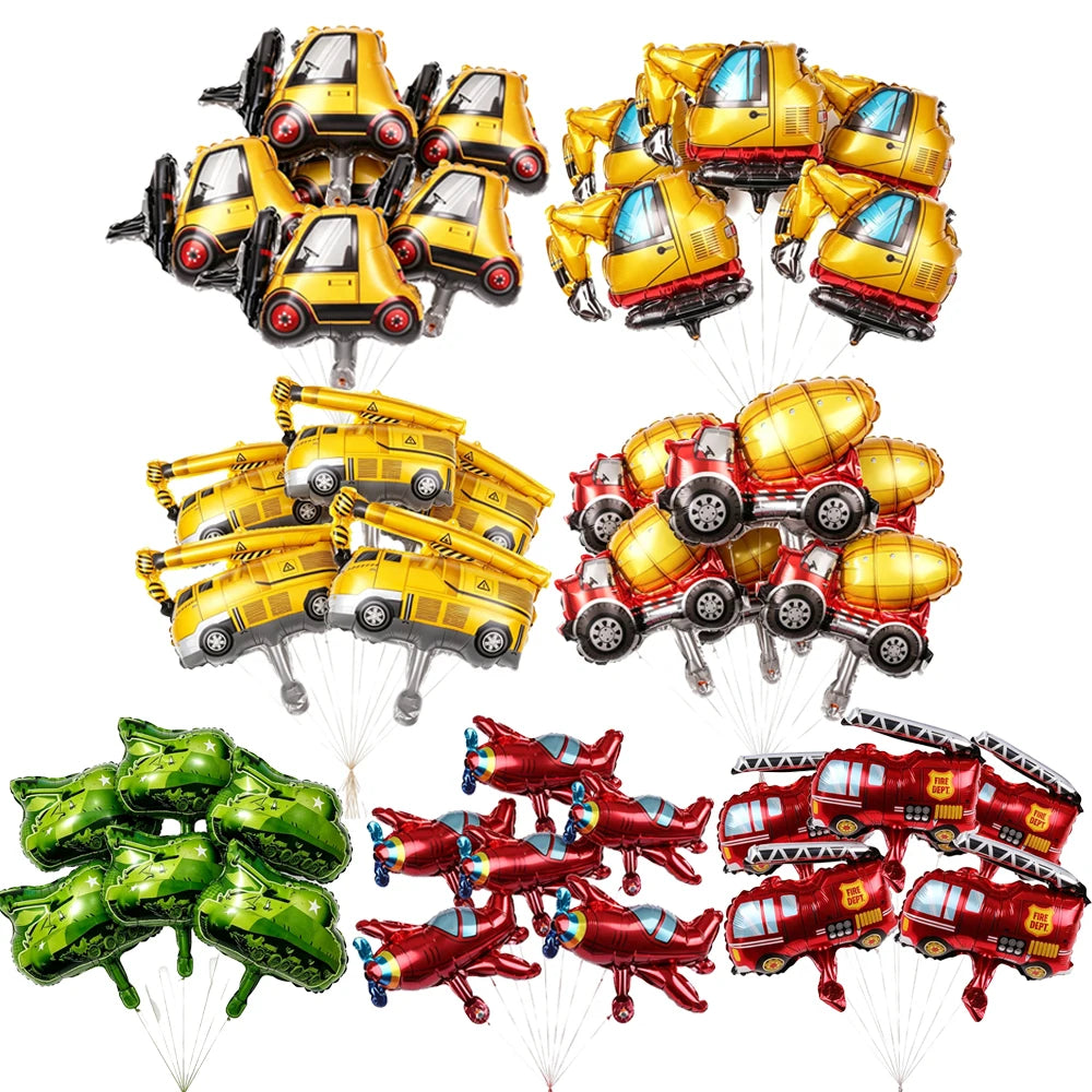 Mini Vehicle Foil Balloons – Construction & Fire Party Décor 5-50pcs Party Foil Balloons Babs