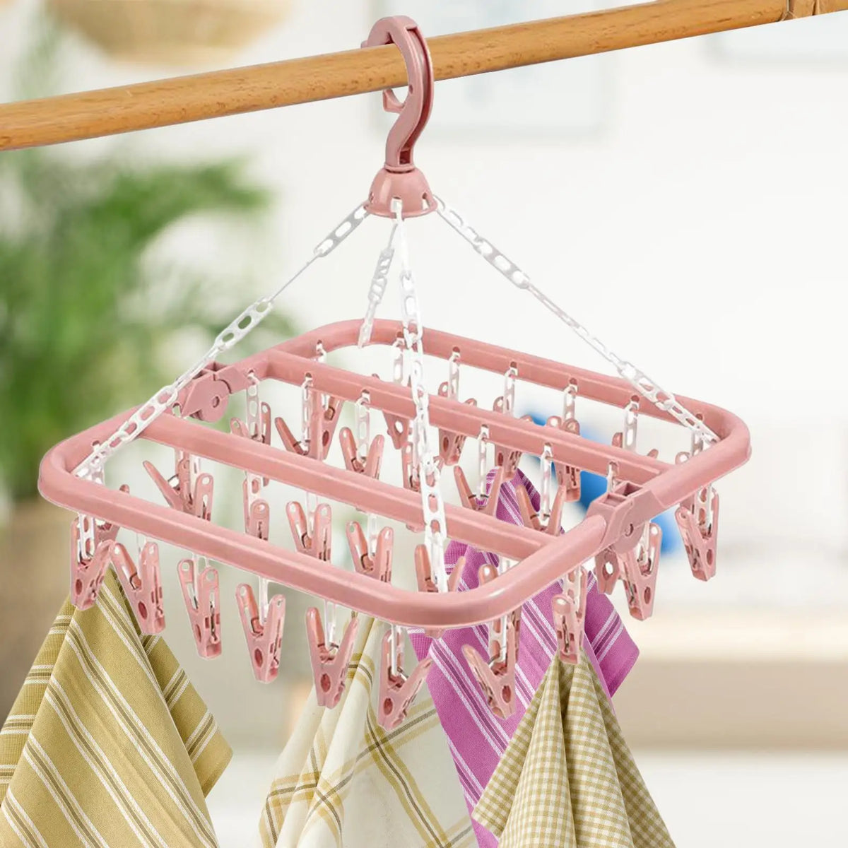32-Clip Windproof Clothes Drying Hanger – Laundry Rack for Socks Laundry Drying Rack Babs